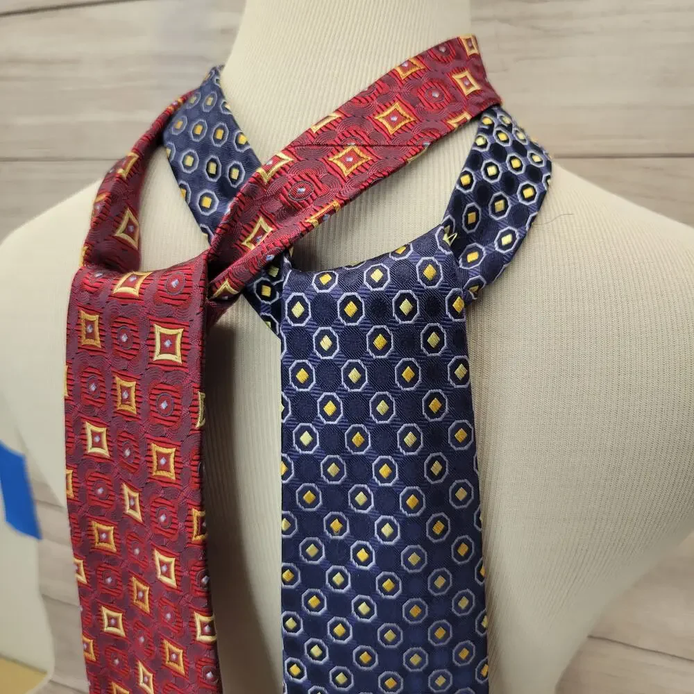 Grant Thomas Lot of 2 Hand Sewn Neckties - Maroon & Navy